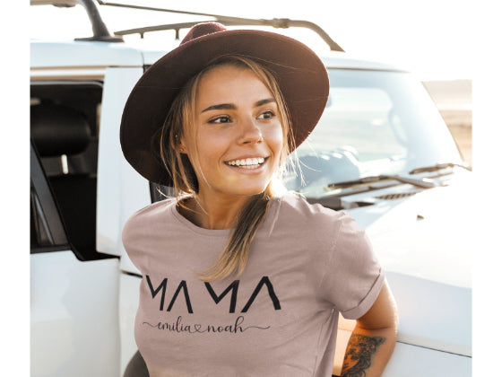 Damen T-Shirt "Mama" personalisierbar minimalistischer moderner Stil.