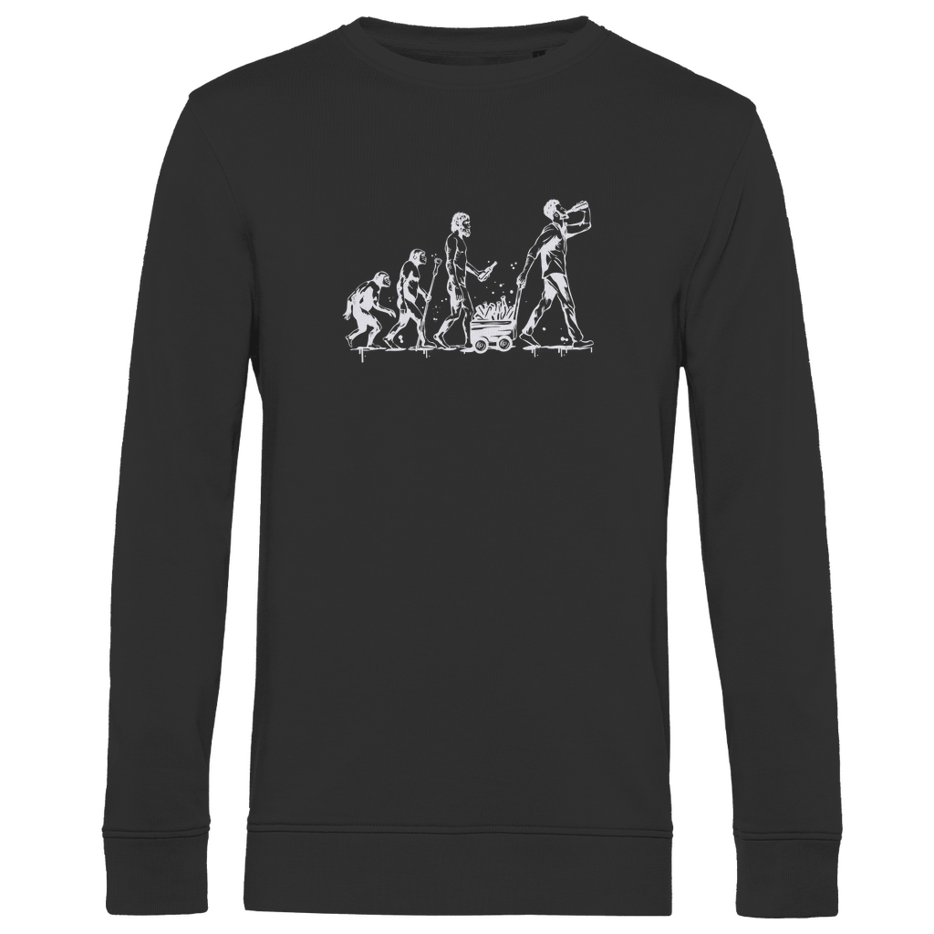 Herren Sweatshirt "Vatertag Evolution" aus Bio - Baumwolle - Motiv Weiß - Clothes - JTG DESIGN