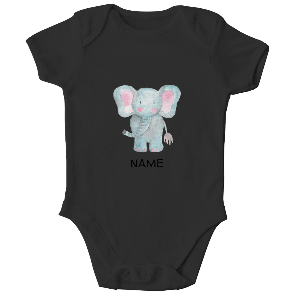 Baby Body "Little Elephant" - Kurzarm mit Tiermotiv aus Bio - Baumwolle personalisierbar - Clothes - JTG DESIGN
