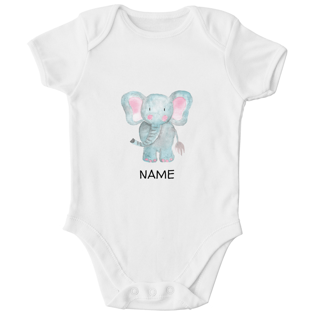 Baby Body "Little Elephant" - Kurzarm mit Tiermotiv aus Bio - Baumwolle personalisierbar - Clothes - JTG DESIGN