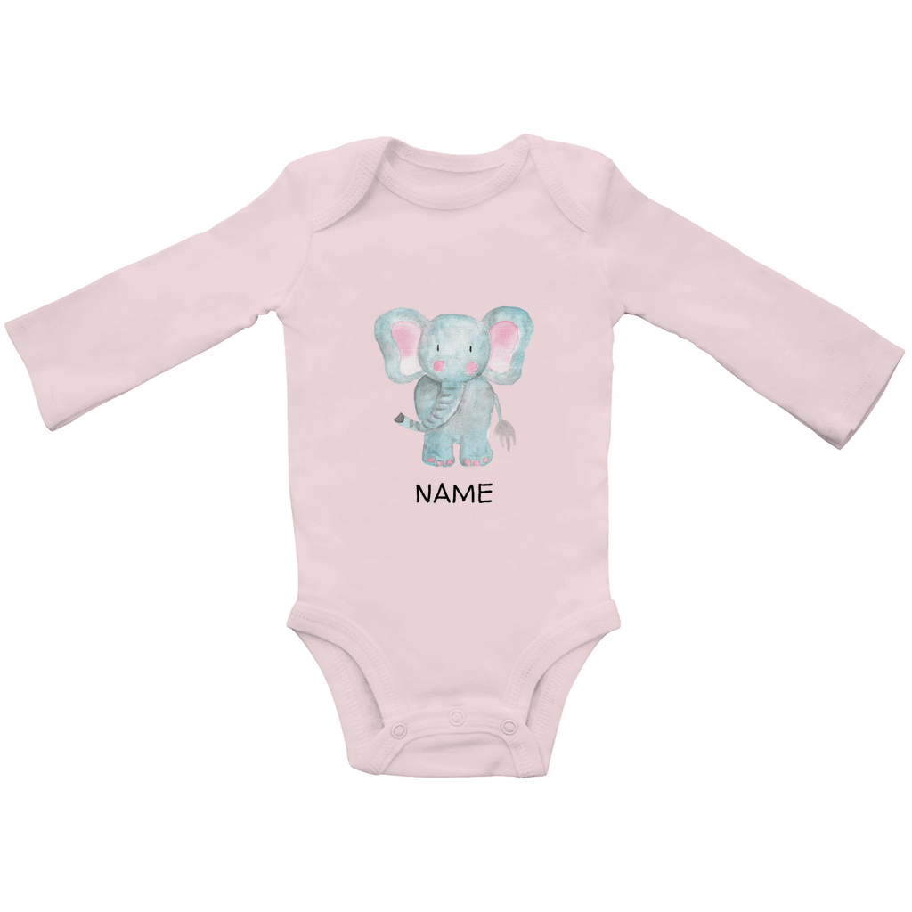 Baby Body "Little Elephant" - Langarm mit Tiermotiv aus Bio - Baumwolle personalisierbar - Clothes - JTG DESIGN