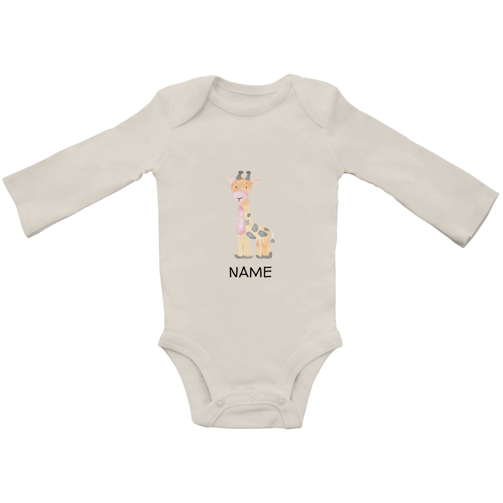 Baby Body "Little Giraffe" - Langarm mit Tiermotiv aus Bio - Baumwolle personalisierbar - Clothes - JTG DESIGN