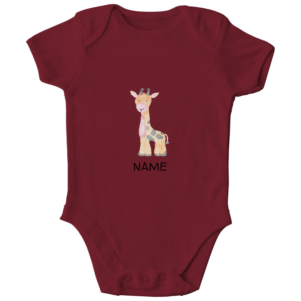 Baby Body "Little Giraffe" - Kurzarm mit Tiermotiv aus Bio - Baumwolle personalisierbar - Clothes - JTG DESIGN