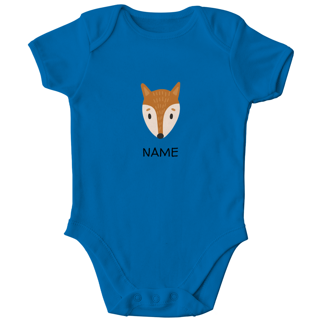 Baby Kurzarm Body "Clever Fox" - Skandinavisches Fuchs - Tiermotiv aus Bio - Baumwolle personalisierbar - Clothes - JTG DESIGN