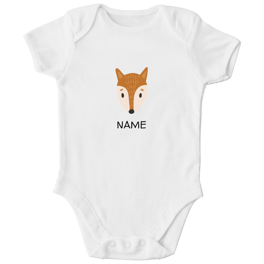 Baby Kurzarm Body "Clever Fox" - Skandinavisches Fuchs - Tiermotiv aus Bio - Baumwolle personalisierbar - Clothes - JTG DESIGN