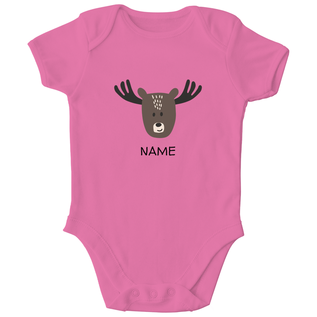 Baby Kurzarm Body "Little Moose" - Skandinavisches Elch - Tiermotiv aus Bio - Baumwolle personalisierbar - Clothes - JTG DESIGN