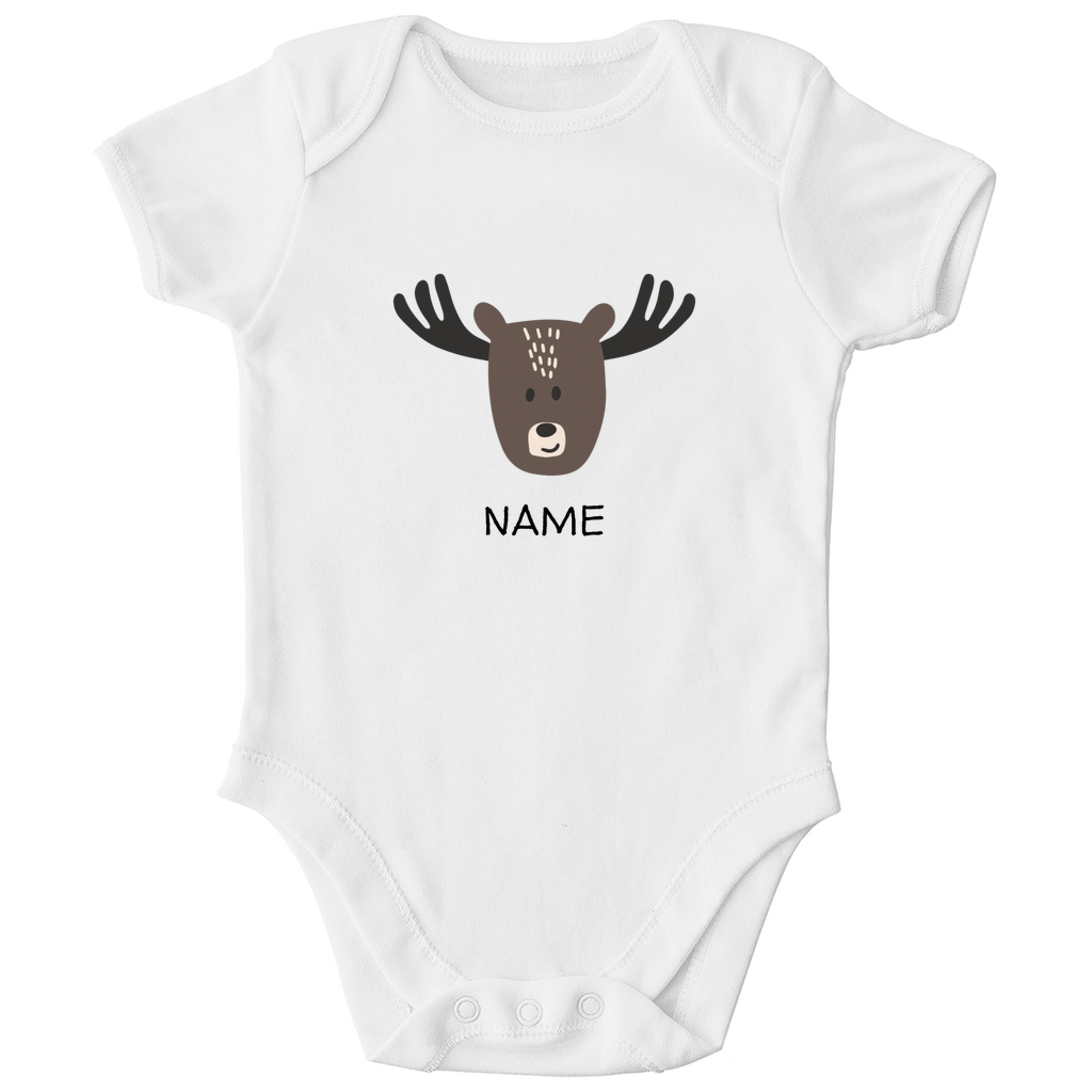 Baby Kurzarm Body "Little Moose" - Skandinavisches Elch - Tiermotiv aus Bio - Baumwolle personalisierbar - Clothes - JTG DESIGN