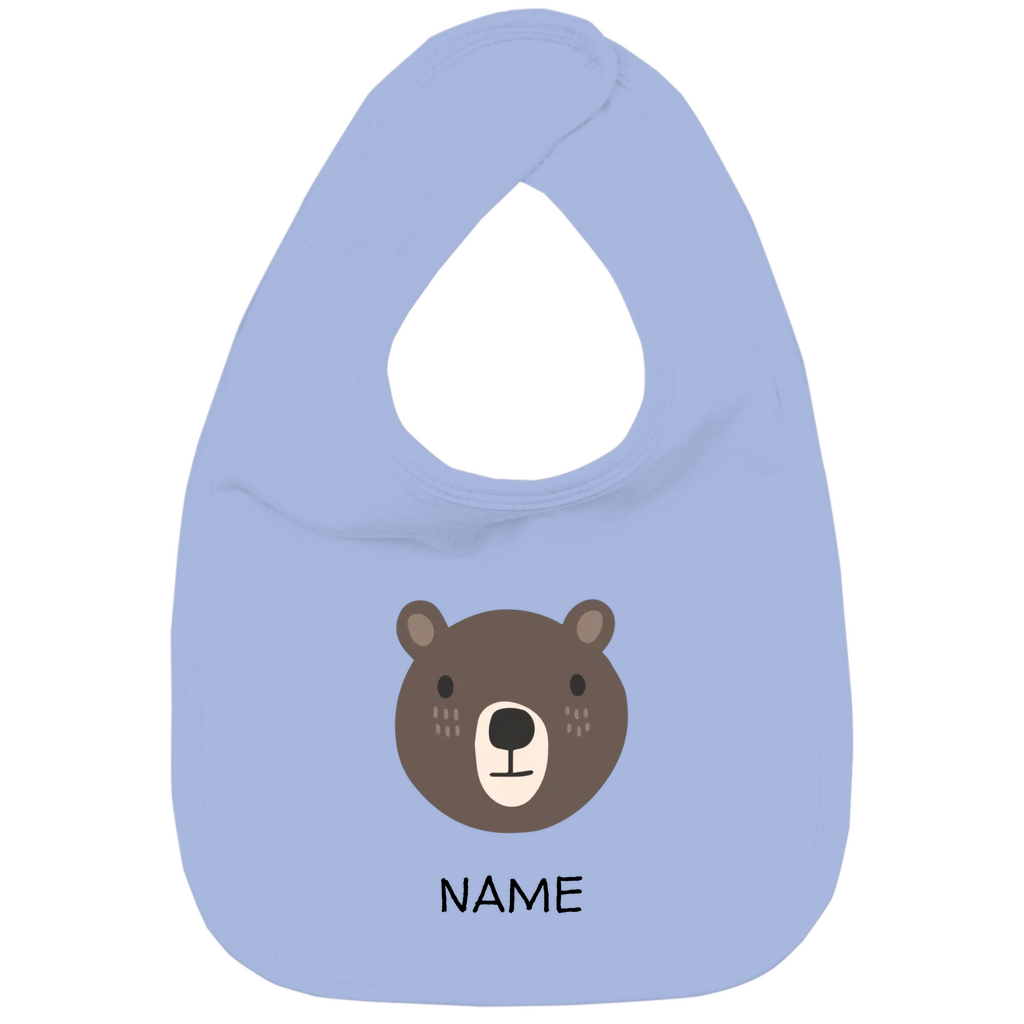 Baby Lätzchen "Cuddly Bear" in Blau: Minimalistisches Bären-Tiermotiv im skandinavischen Design, personalisierbar mit Namen