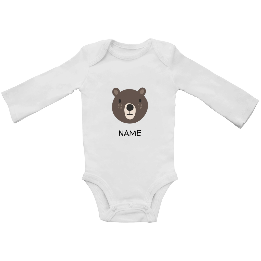 Baby Langarm Body "Cuddly Bear" - Skandinavisches Bären - Tiermotiv aus Bio - Baumwolle personalisierbar - Clothes - JTG DESIGN