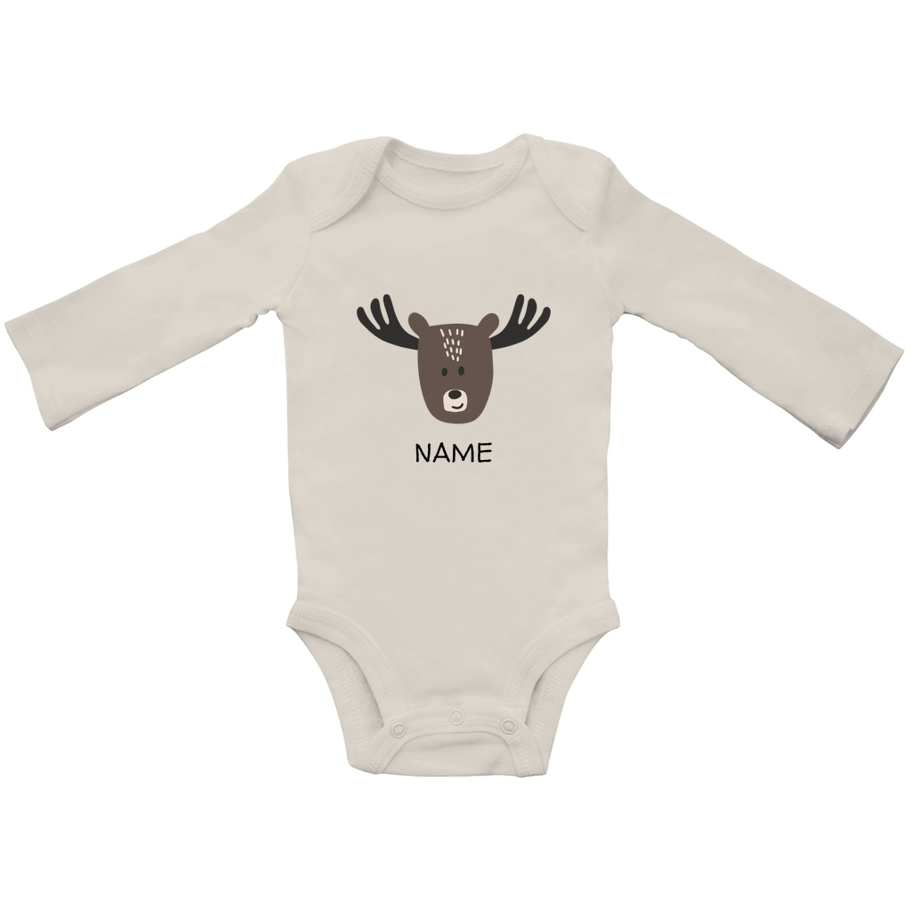 Baby Langarm Body "Little Moose" - Skandinavisches Elch - Tiermotiv aus Bio - Baumwolle personalisierbar - Clothes - JTG DESIGN