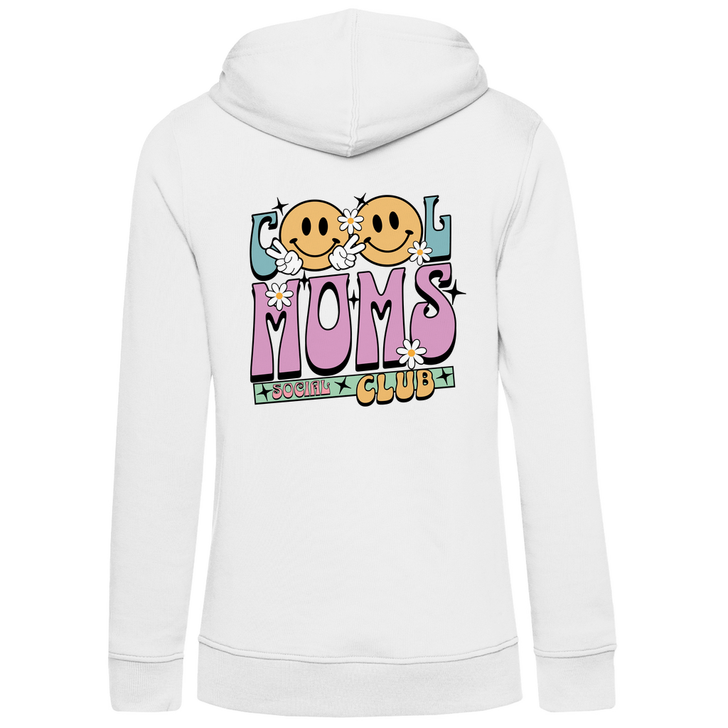 Damen Hoodie „Cool Moms Social Club“ – Kapuzenpulli mit Front - & Backprint aus Bio - Baumwolle - Clothes - JTG DESIGN