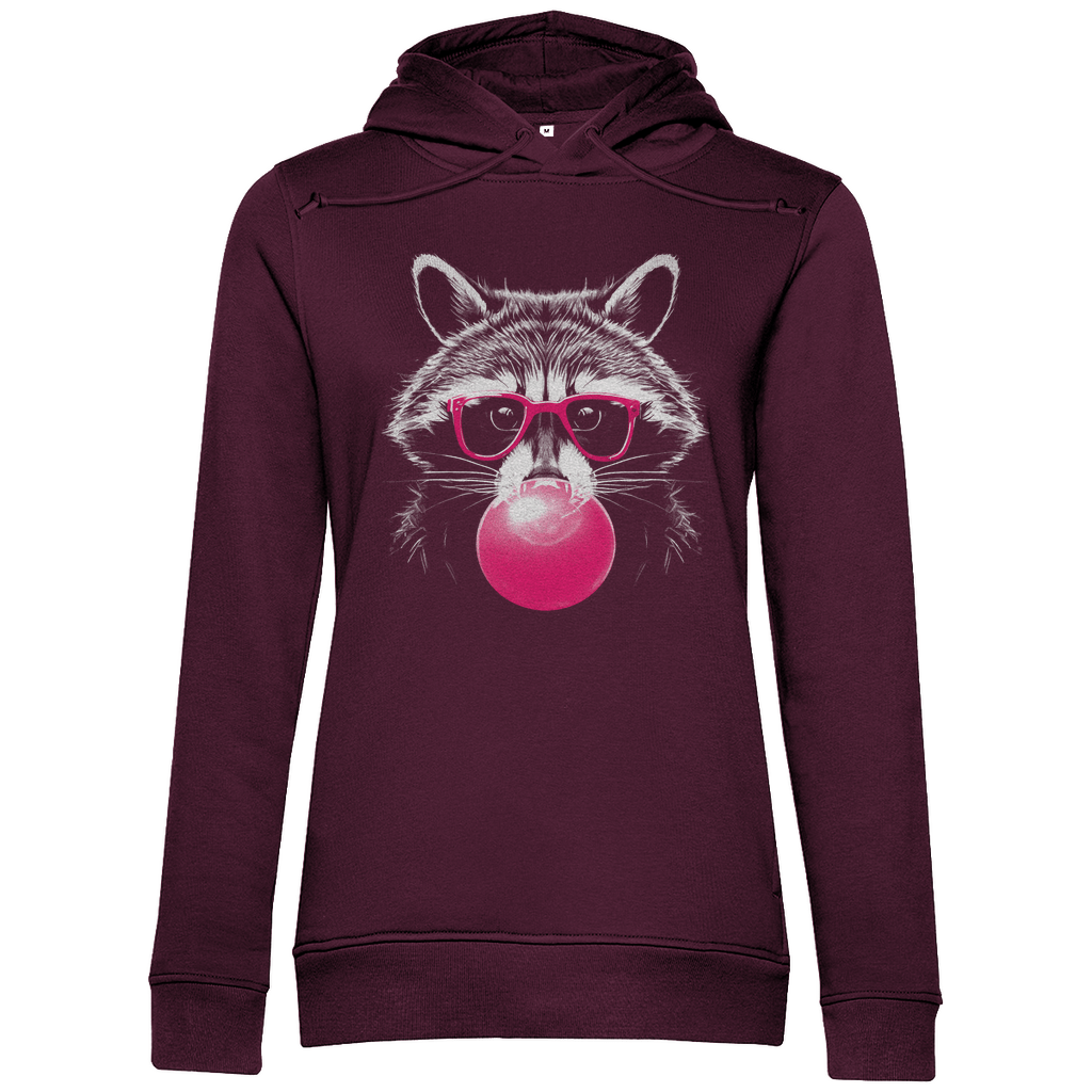 Damen Hoodie „Pop Raccoon“ – urbanes Waschbär - Motiv im Line - Art - Stil aus Bio - Baumwolle - Clothes - JTG DESIGN