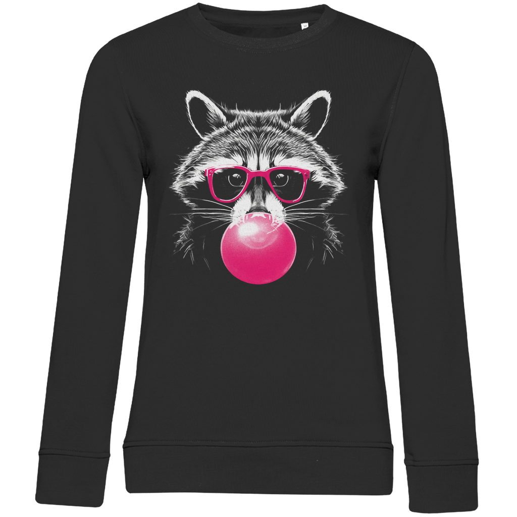 Damen Sweatshirt „Pop Raccoon“ – urbanes Waschbär - Motiv im Line - Art - Stil aus Bio - Baumwolle - Clothes - JTG DESIGN