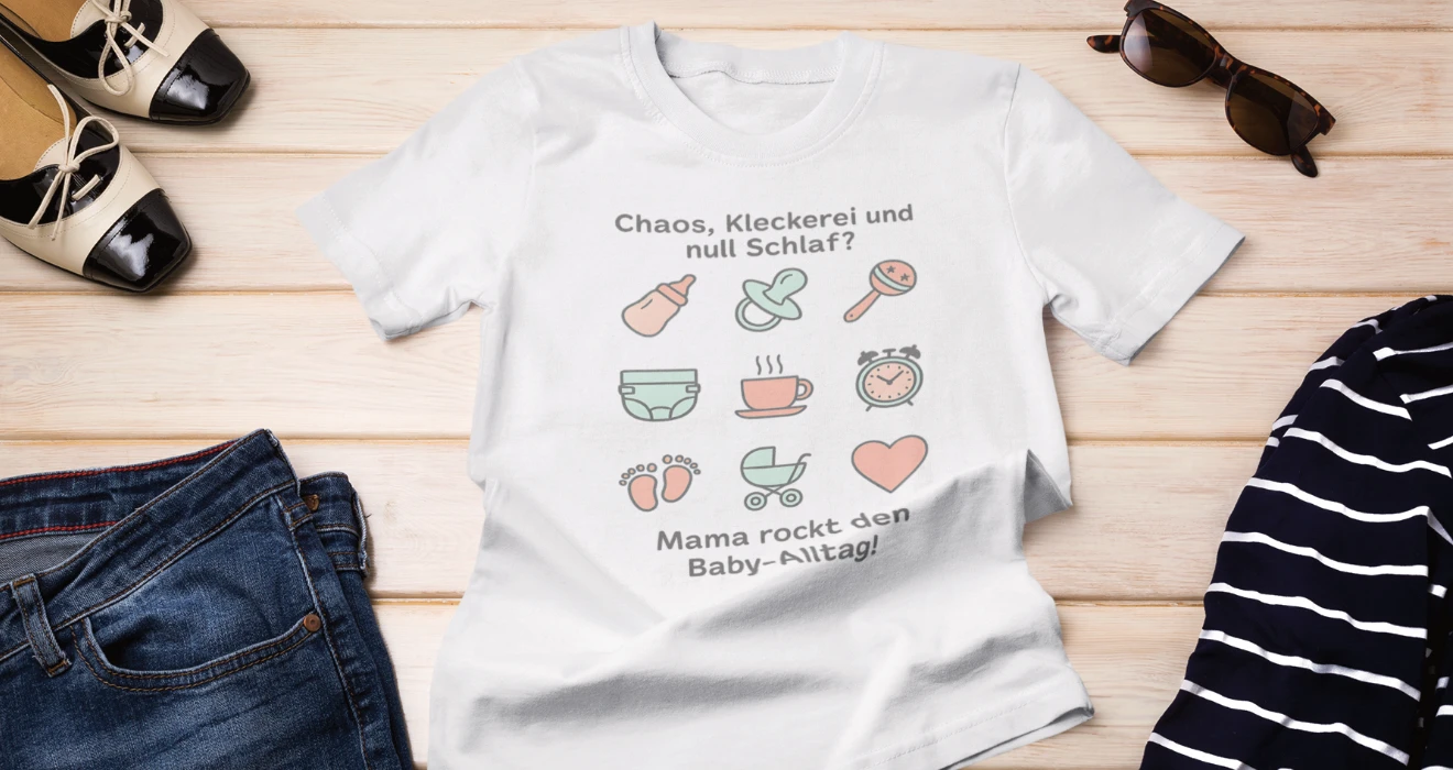Damen T-Shirt aus Bio-Baumwolle "Momlife Masterclass" Mama Shirt in Weiß. Für die modebewusste Mama und ein tolles Geschenk zum Muttertag.