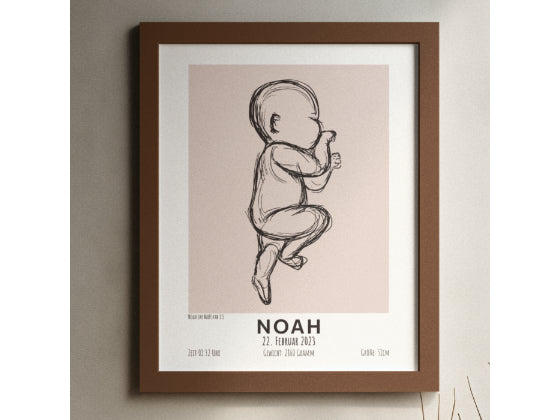 Geschenkidee zur Babyparty. Personalisiertes Poster Baby im Maßstab 1 zu 1.
