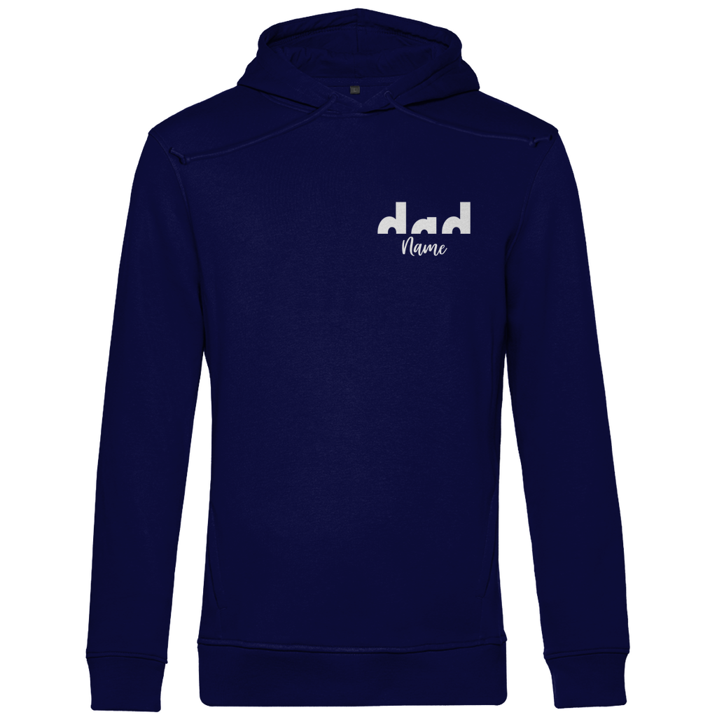 Hoodie Herren – Proud Dad Design aus Bio-Baumwolle, personalisierbar mit den Namen deiner Kinder, in Farbe Navy Blau