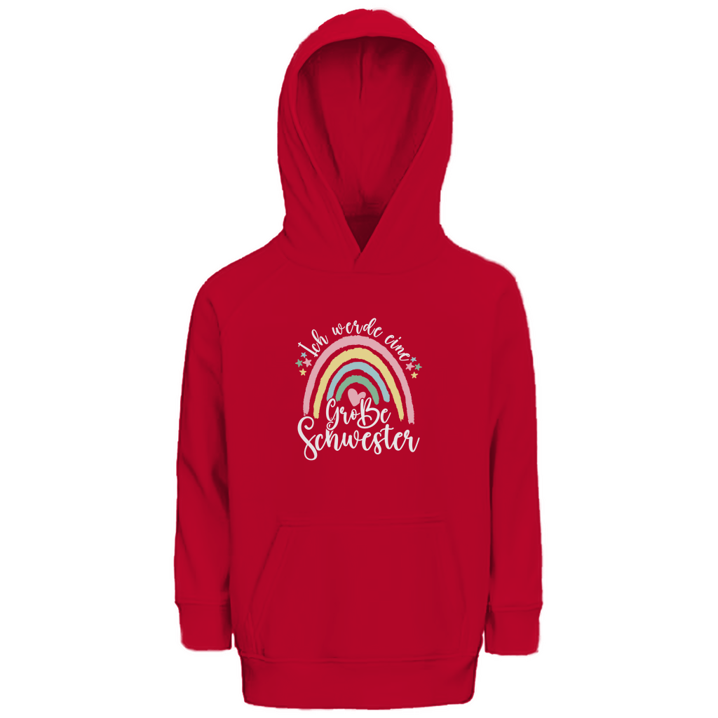 Kinder Hoodie "Große Schwester" – Regenbogen Design | Kapuzenpullover aus Bio - Baumwolle - Clothes - JTG DESIGN