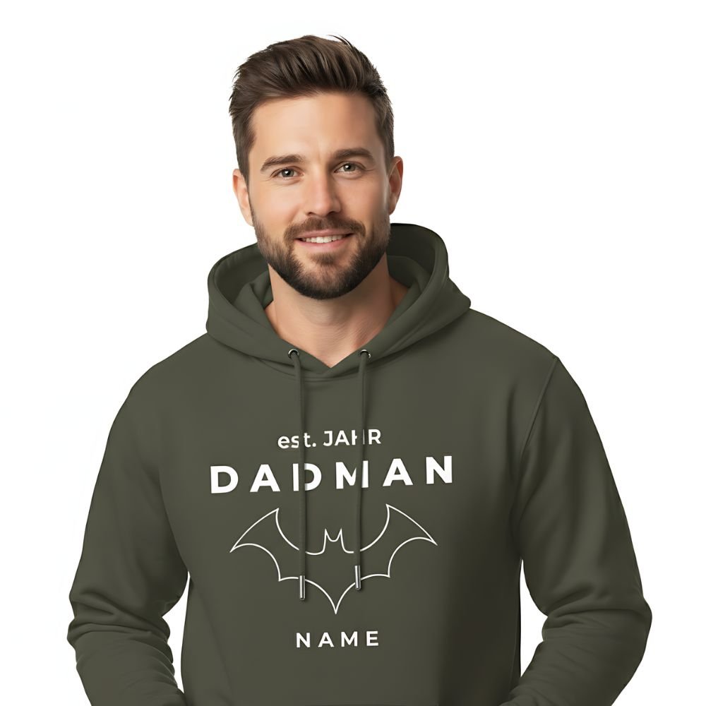PREMIUM Papa Hoodie "DADMAN" | 100% Bio - Baumwolle personalisierbar - Hoodies - JTG DESIGN