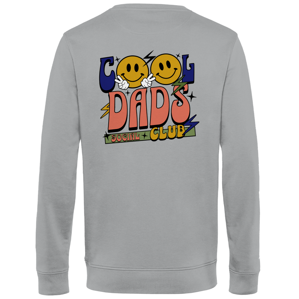 Sweatshirt Herren "Cool Dads Social Club" aus Bio-Baumwolle in Grau mit auffälligem Backprint – modisches Statement für Väter mit Haltung
