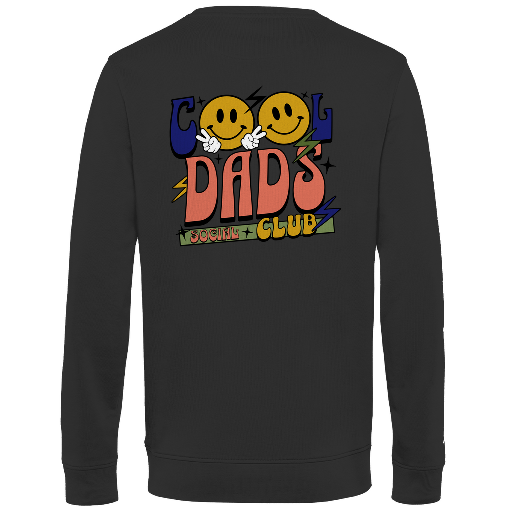 Sweatshirt Herren "Cool Dads Social Club" aus Bio-Baumwolle in Schwarz mit auffälligem Backprint – modisches Statement für Väter mit Haltung
