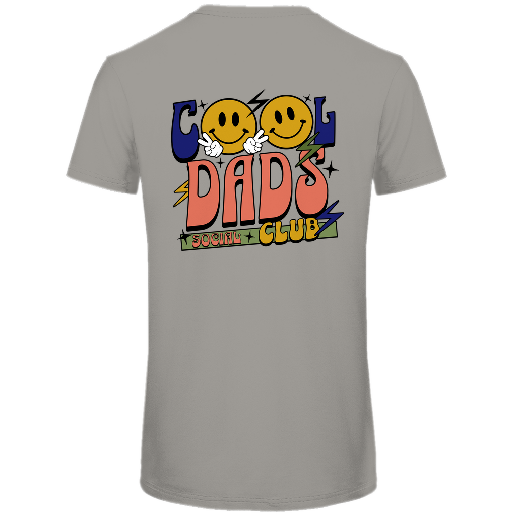 T-Shirt Herren "Cool Dads Social Club" aus Bio-Baumwolle in Grau mit auffälligem Backprint – stylischer Blickfang für Väter mit Haltung