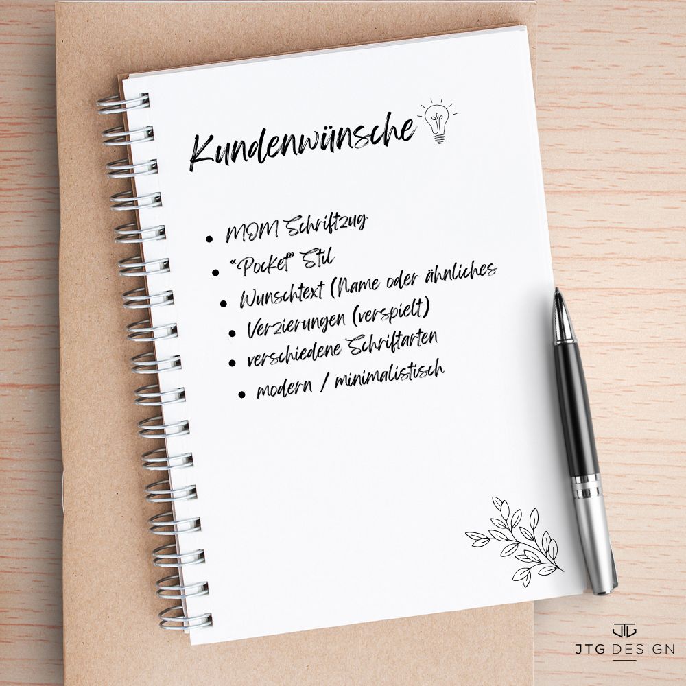 Kundenwünsche als handschriftliche Notizen für personalisiertes Design