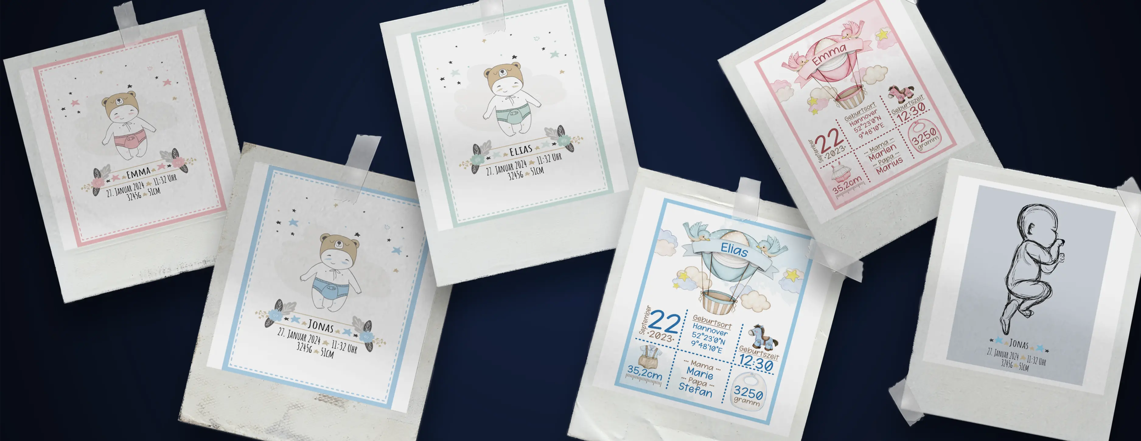 Personalisierte Geburtsposter | Individuelle Babyposter sind ein tolles Geschenk zur Geburt