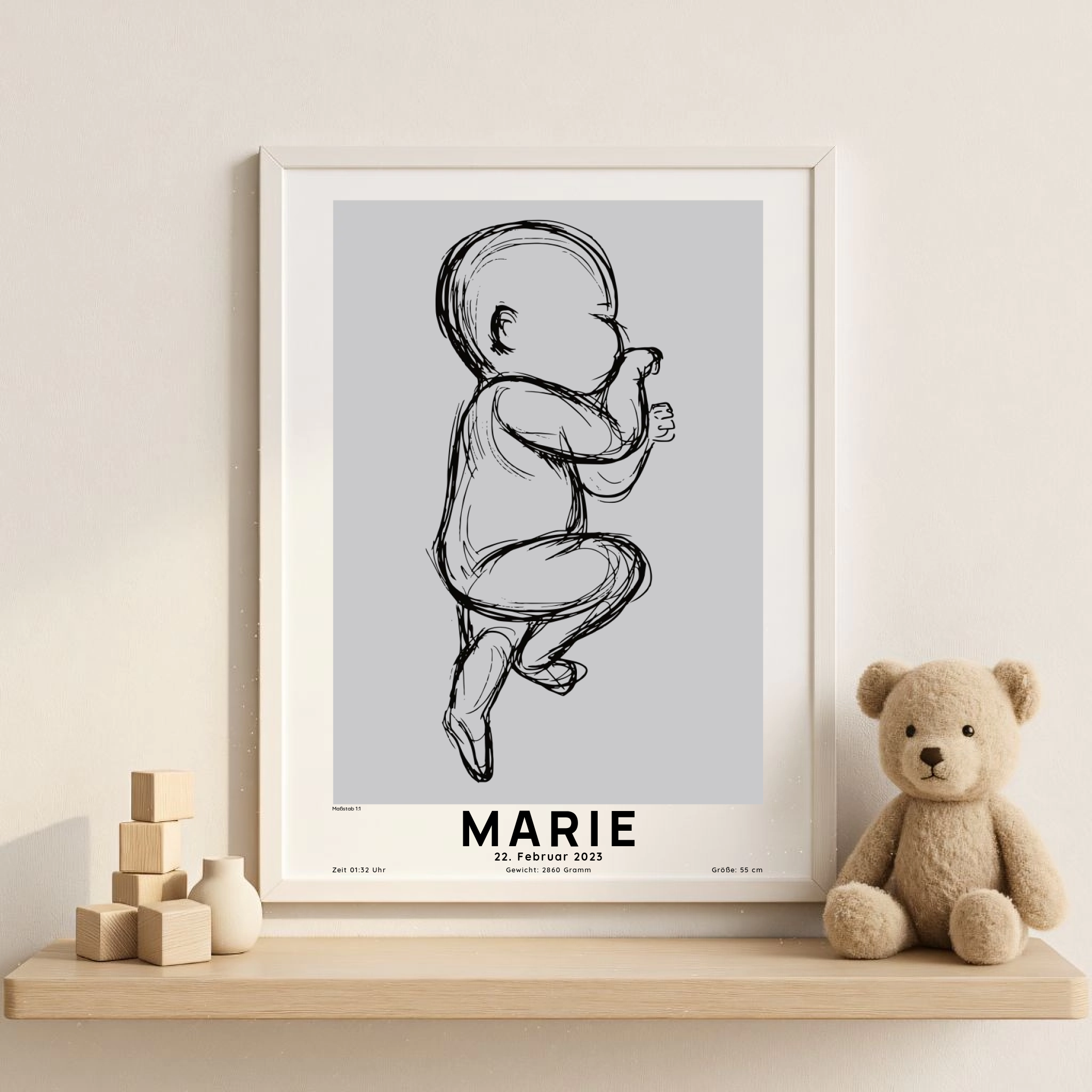 Personalisiertes Poster Geburtsposter 1 zu 1
