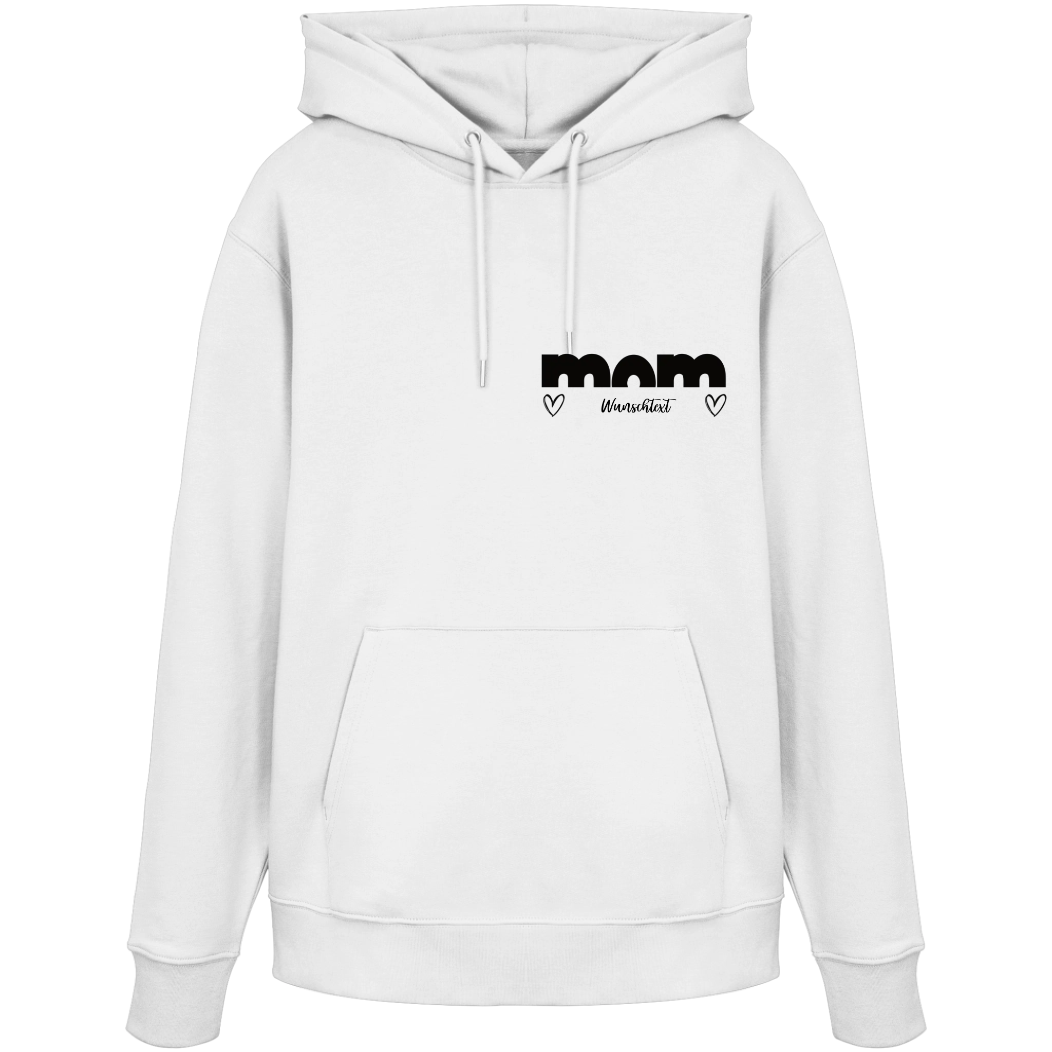 PREMIUM Mama Hoodie „MOM TRUE“ | True Style Edition Schwarz-Weiß | personalisiert | 100% Bio-Baumwolle