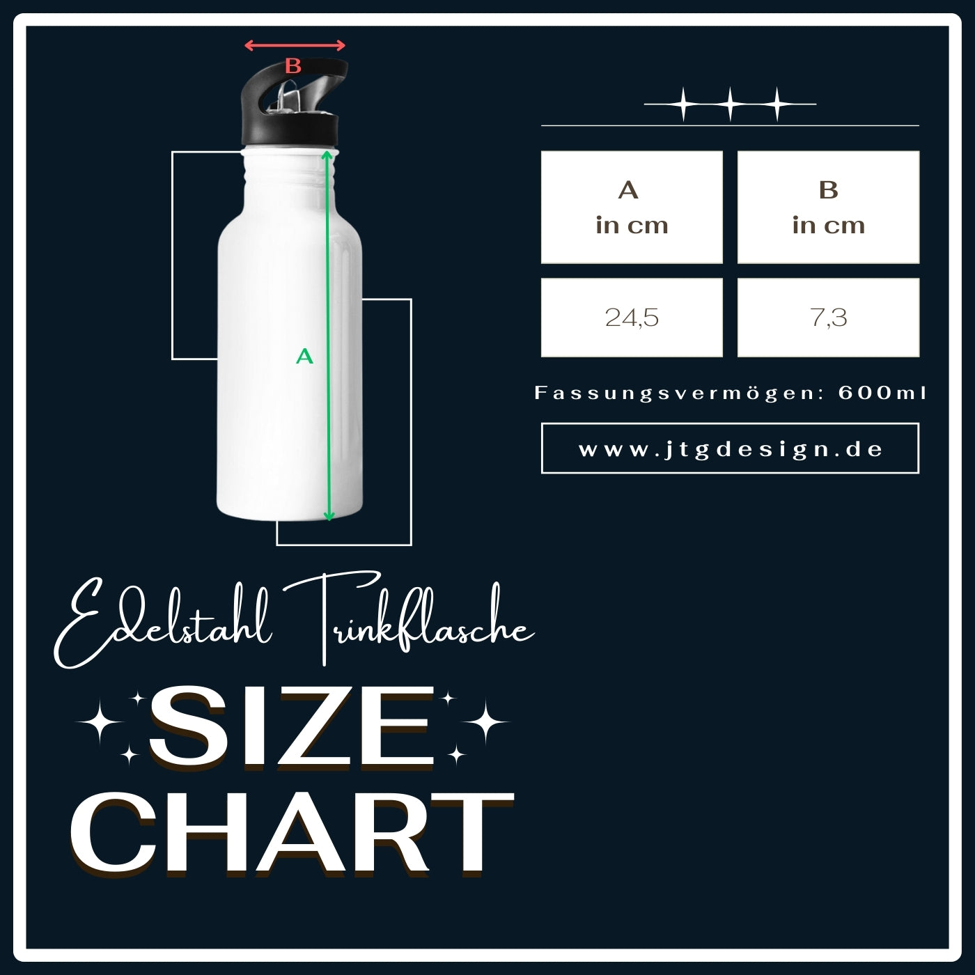 Trinkflasche aus Edelstahl mit einem Fassungsvermögen von 600ml in der Farbe weiß.