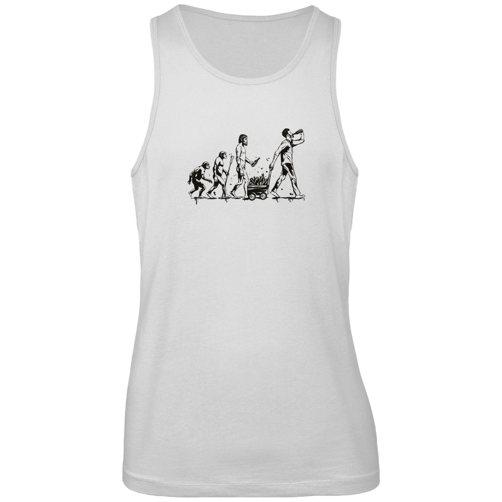 Tank Top für Herren in weiß aus Bio-Baumwolle mit tiefem Rundhalsausschnitt, seitlichen Nähten und legerer Passform, perfekt für einen eleganten und sportlichen Look.
