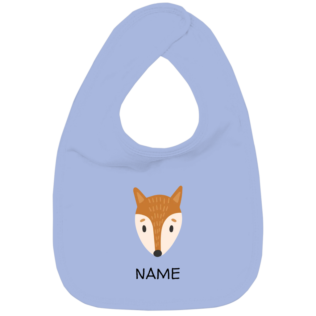 Baby Lätzchen "Clever Fox" in Blau: Minimalistisches Fuchs-Tiermotiv im skandinavischen Design, personalisierbar mit Namen