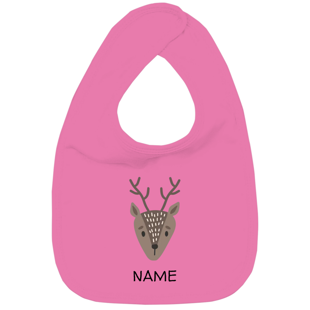 Baby Lätzchen "Little Deer" in Pink: Minimalistisches Reh-Tiermotiv im skandinavischen Design, personalisierbar mit Wunschname