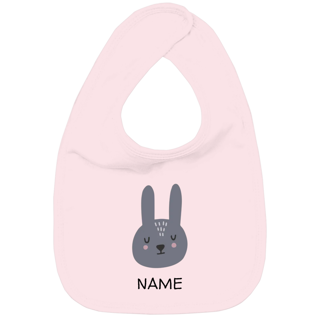 Baby Lätzchen "Sweet Bunny" in Rosa: Minimalistisches Hasen-Tiermotiv im skandinavischen Design, personalisierbar mit Wunschname