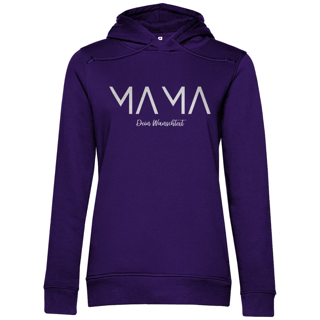 Damen Hoodie „MAMA Bright“ aus Bio-Baumwolle in Lila – personalisierbarer Weiß-Print für stolze und modebewusste Mamas