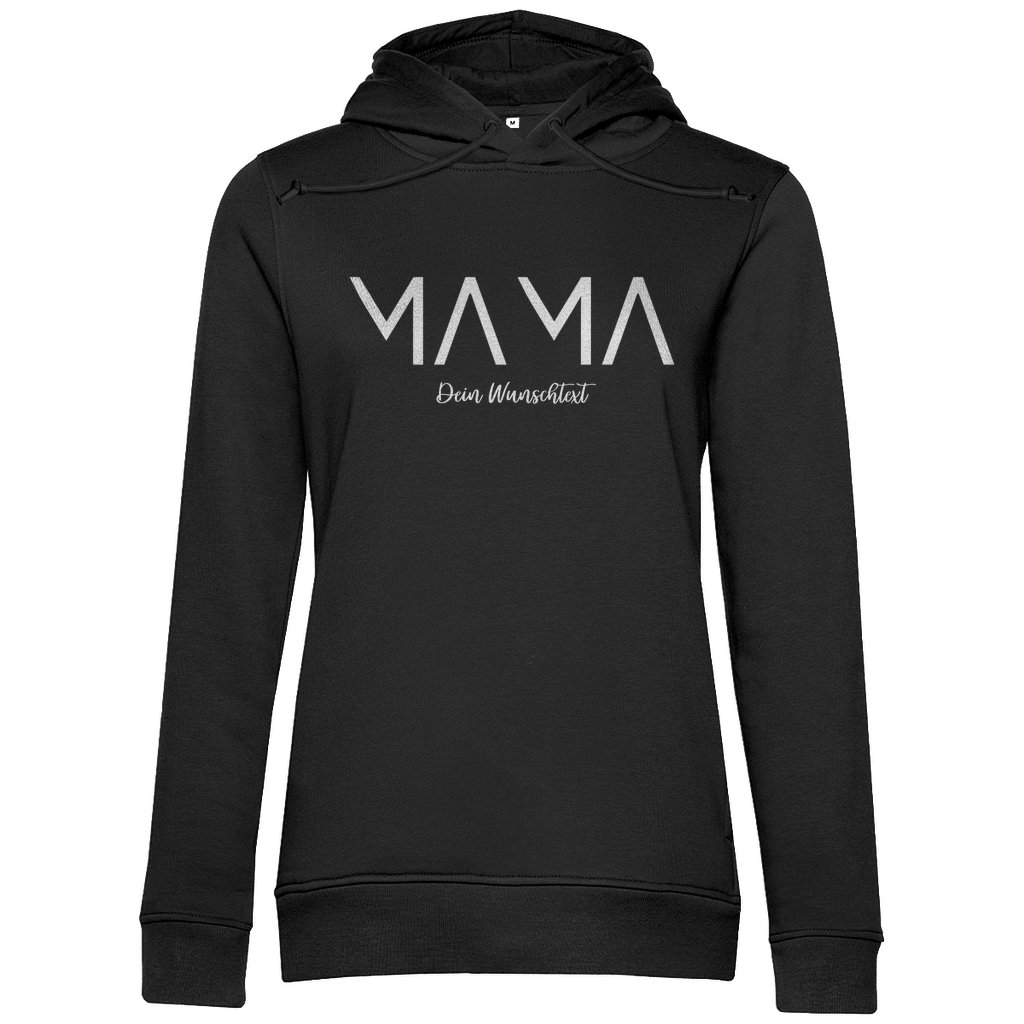 Damen Hoodie „MAMA Bright“ aus Bio-Baumwolle in Schwarz – personalisierbarer Weiß-Print für stolze und modebewusste Mamas