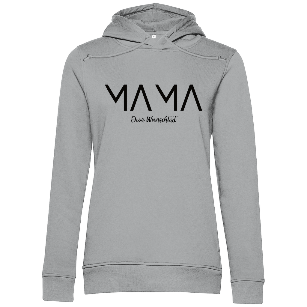 Damen Hoodie „MAMA Lines“ aus Bio-Baumwolle in Grau – modernes Design mit personalisierbarem Wunschtext für stilbewusste Mamas