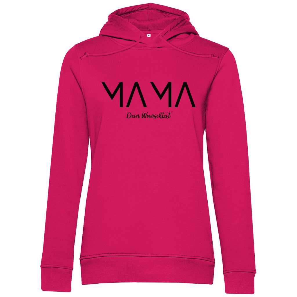 Damen Hoodie „MAMA Lines“ aus Bio-Baumwolle in Magenta Pink – modernes Design mit personalisierbarem Wunschtext für stilbewusste Mamas