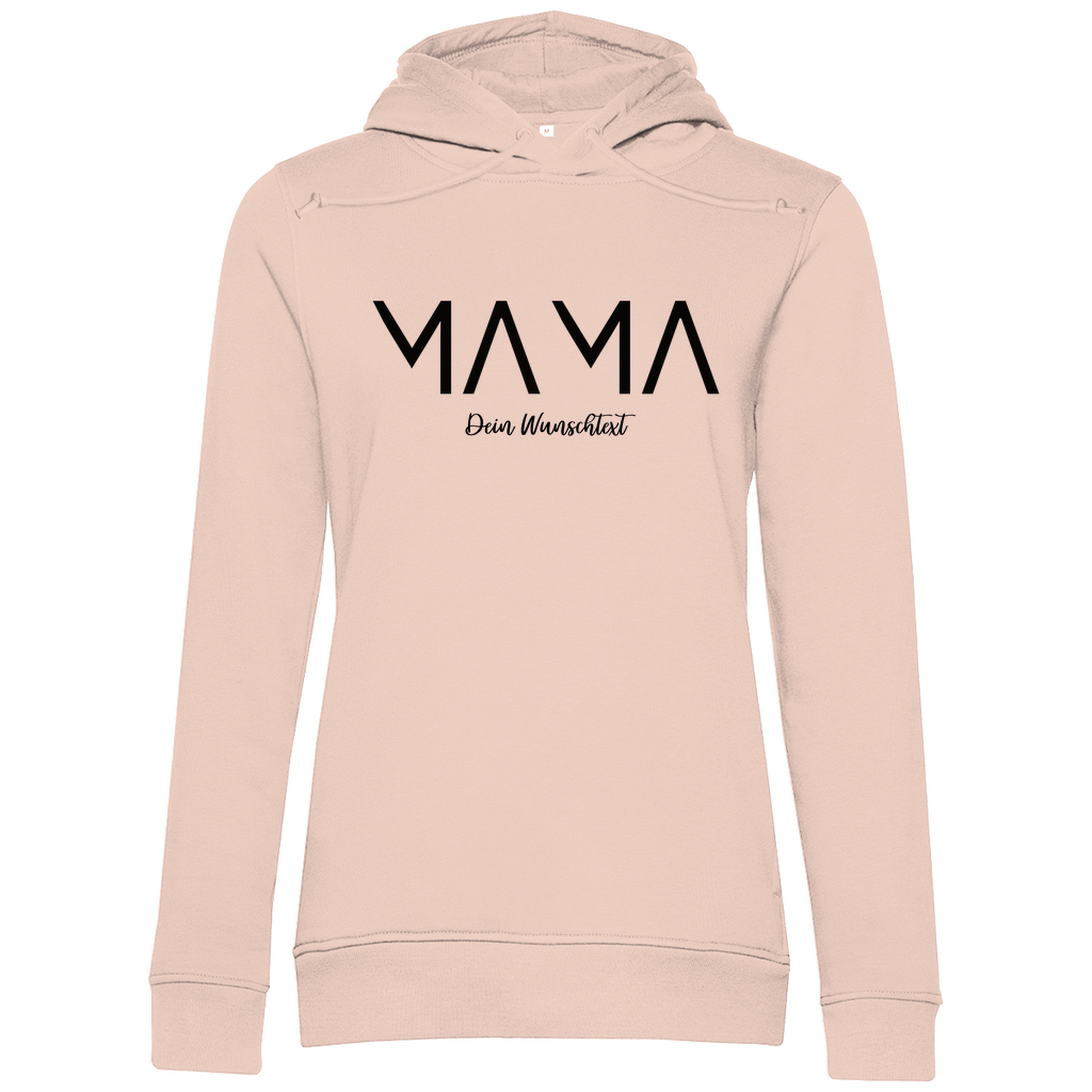 Damen Hoodie „MAMA Lines“ aus Bio-Baumwolle in Rosa – modernes Design mit personalisierbarem Wunschtext für stilbewusste Mamas