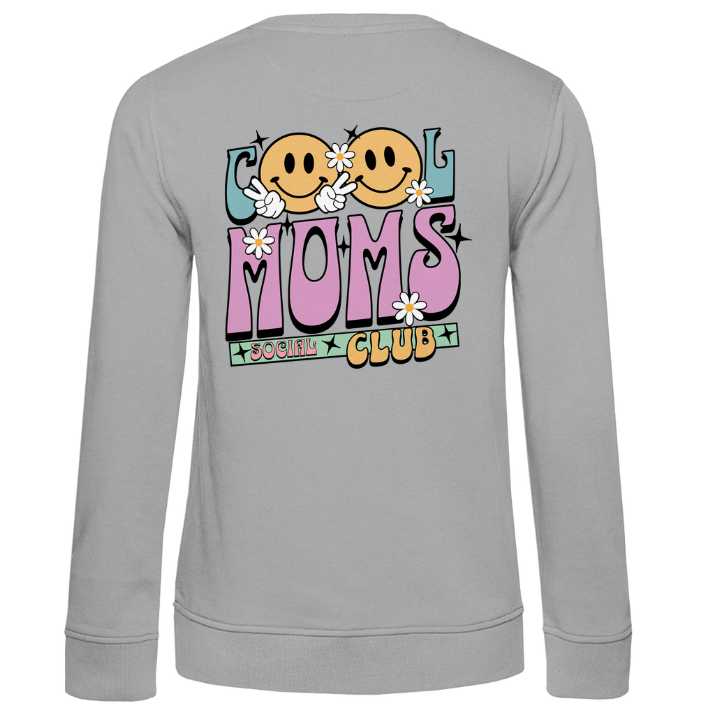 Damen Sweatshirt „Cool Moms Social Club“ mit Rückenprint aus Bio-Baumwolle in Grau – Ausdrucksstarkes Design mit Retro-Schriftzug für stolze Mamas