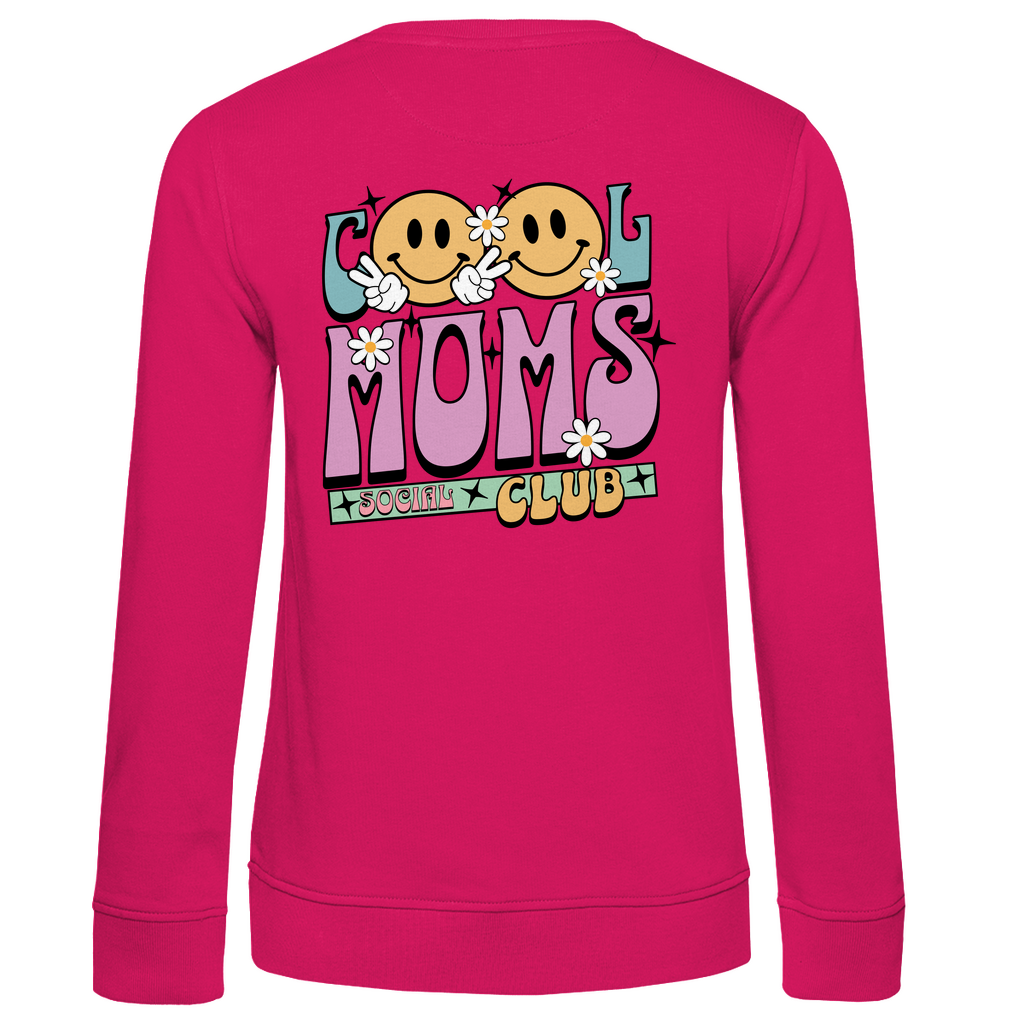 Damen Sweatshirt „Cool Moms Social Club“ mit Rückenprint aus Bio-Baumwolle in Pink – Ausdrucksstarkes Design mit Retro-Schriftzug für stolze Mamas