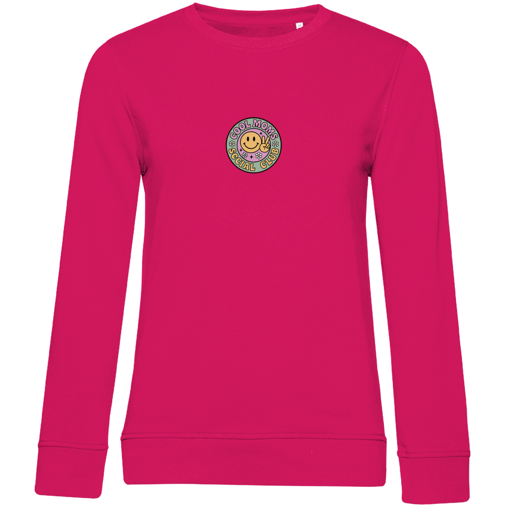 Damen Sweatshirt „Cool Moms Social Club“ mit Frontprint aus Bio-Baumwolle in Pink – Angesagtes Retro-Design für modebewusste Mamas