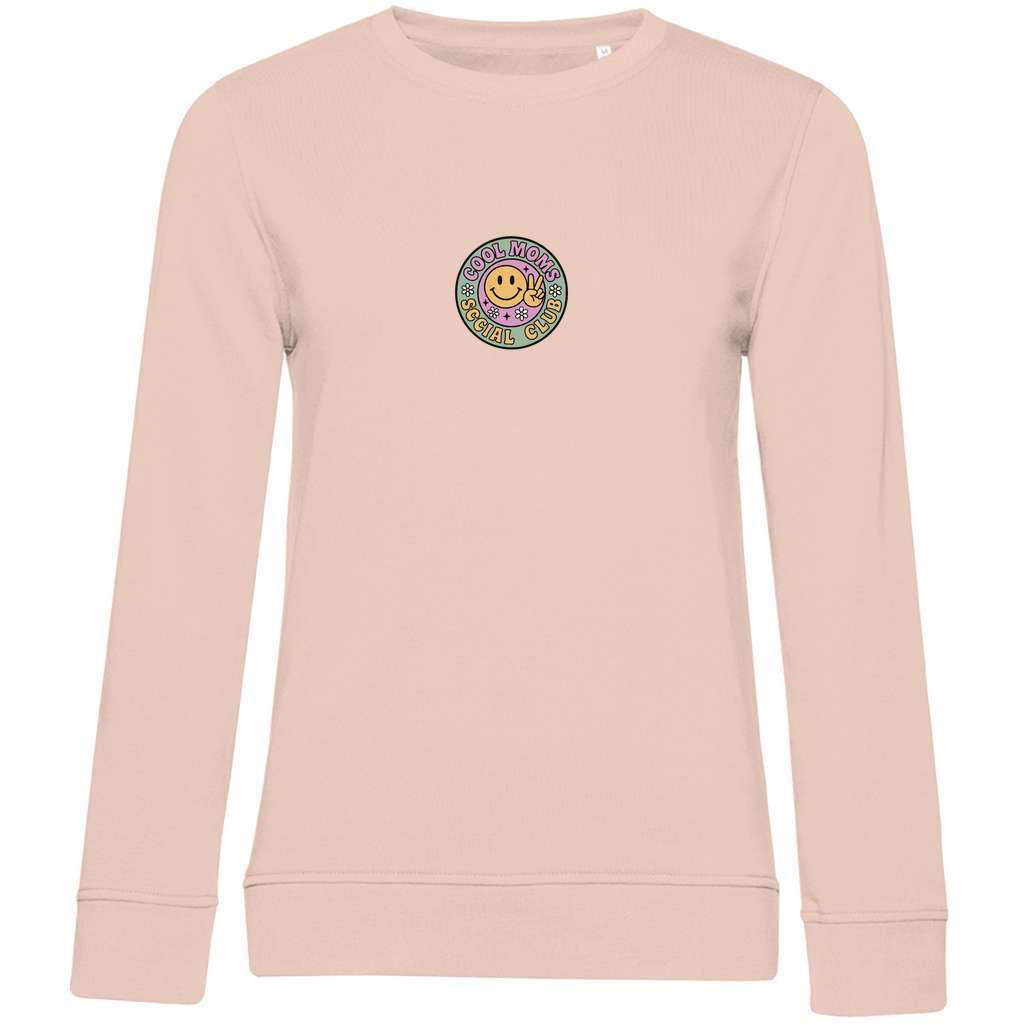 Damen Sweatshirt „Cool Moms Social Club“ mit Frontprint aus Bio-Baumwolle in Rosa – Angesagtes Retro-Design für modebewusste Mamas