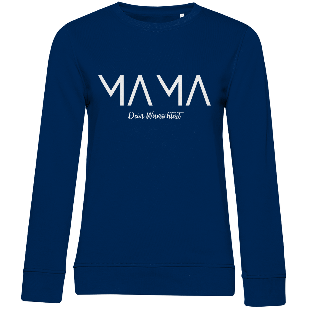 Damen Sweatshirt „MAMA Bright“ aus Bio-Baumwolle in Blau – personalisierbarer Weiß-Print für stolze und modebewusste Mamas