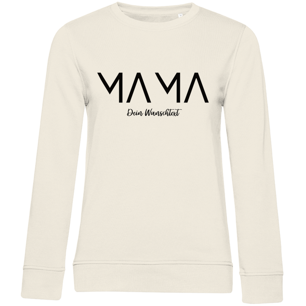 Damen Sweatshirt „MAMA Lines“ aus Bio-Baumwolle in Beige – modernes Design mit personalisierbarem Wunschtext für stilbewusste Mamas