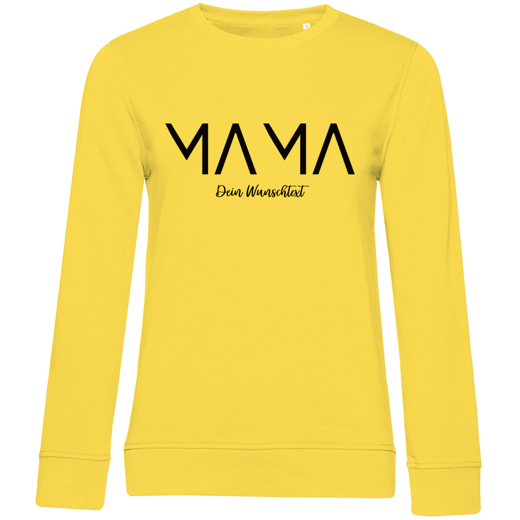 Damen Sweatshirt „MAMA Lines“ aus Bio-Baumwolle in Gelb – modernes Design mit personalisierbarem Wunschtext für stilbewusste Mamas