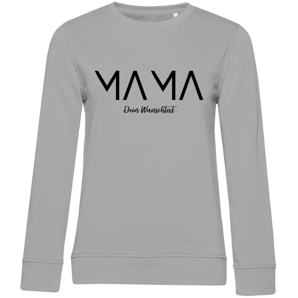 Damen Sweatshirt „MAMA Lines“ aus Bio-Baumwolle in Grau – modernes Design mit personalisierbarem Wunschtext für stilbewusste Mamas