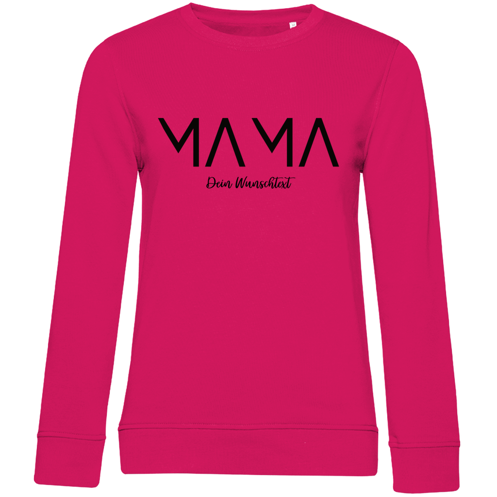 Damen Sweatshirt „MAMA Lines“ aus Bio-Baumwolle in Magenta Pink – modernes Design mit personalisierbarem Wunschtext für stilbewusste Mamas