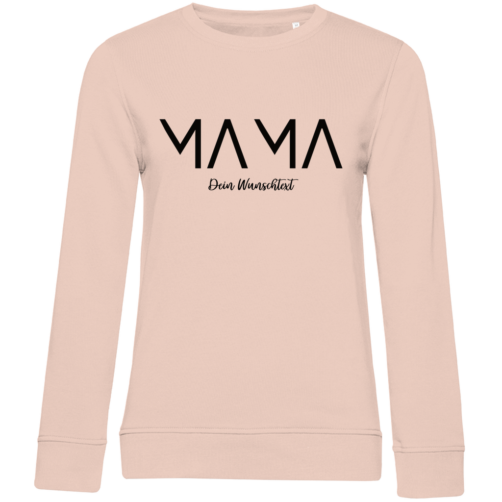 Damen Sweatshirt „MAMA Lines“ aus Bio-Baumwolle in Rosa – modernes Design mit personalisierbarem Wunschtext für stilbewusste Mamas