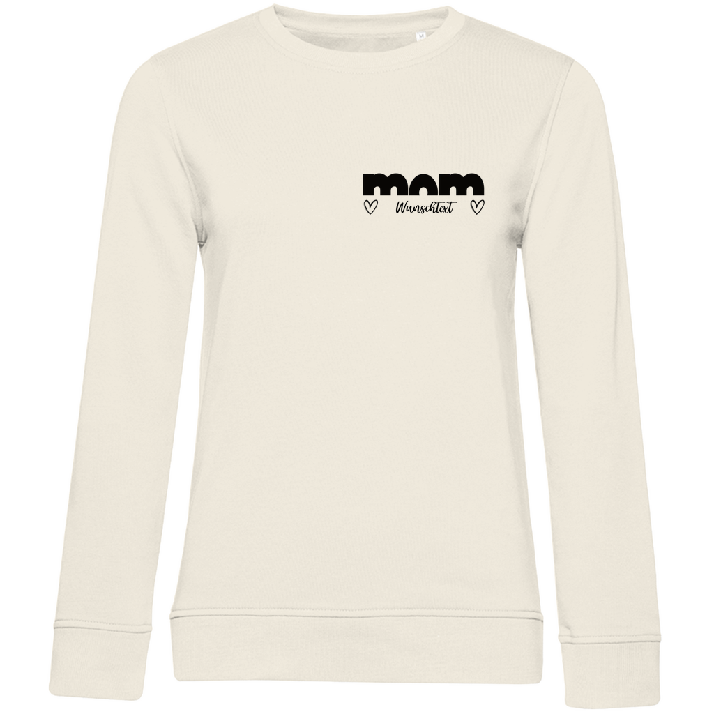 Damen Sweatshirt „mom True“ aus Bio-Baumwolle in Beige – personalisierbarer, moderner Print für stilbewusste Mamas